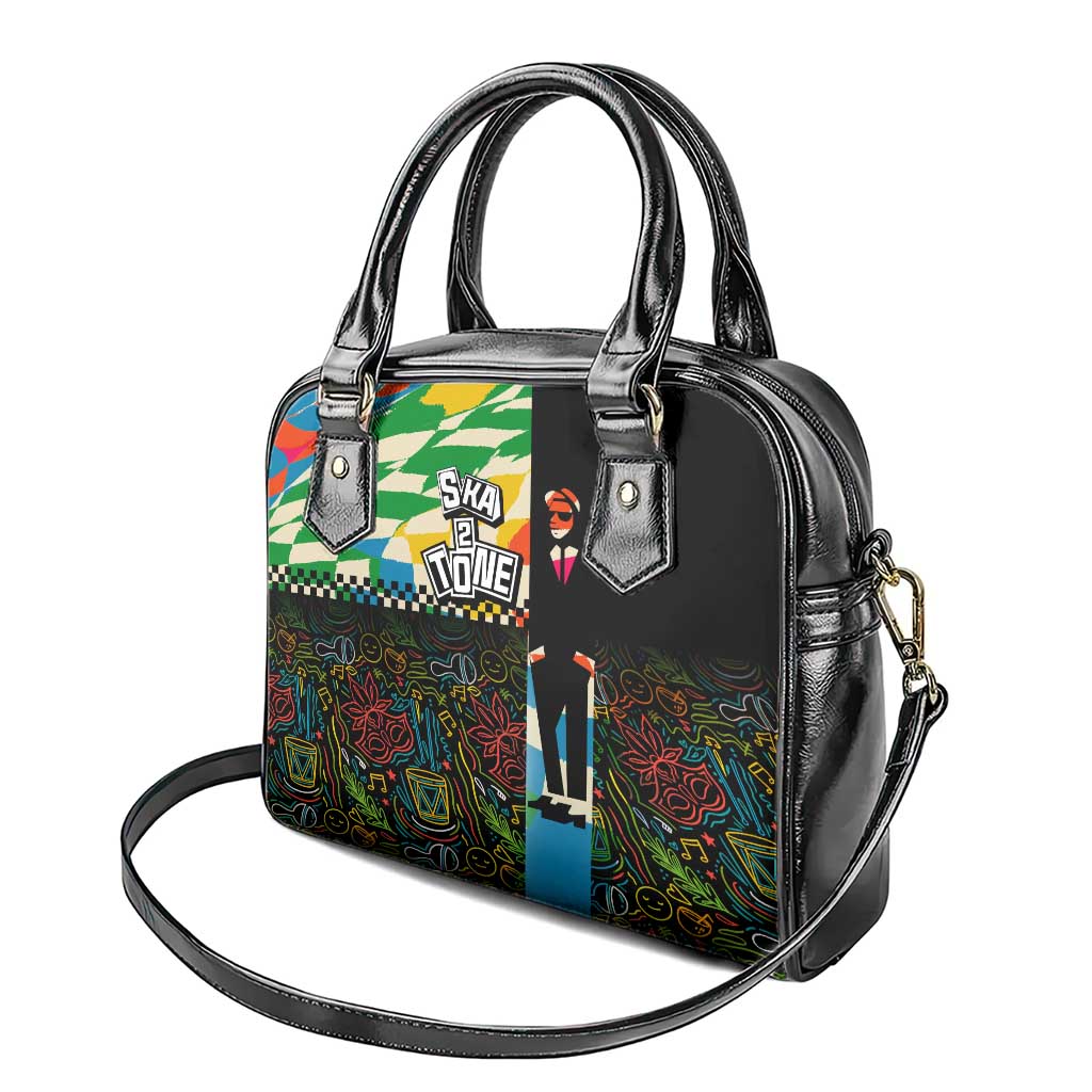 Ska Two Tone Shoulder Handbag with Colorful Checkerboard Music Art Carnival Festival TS04