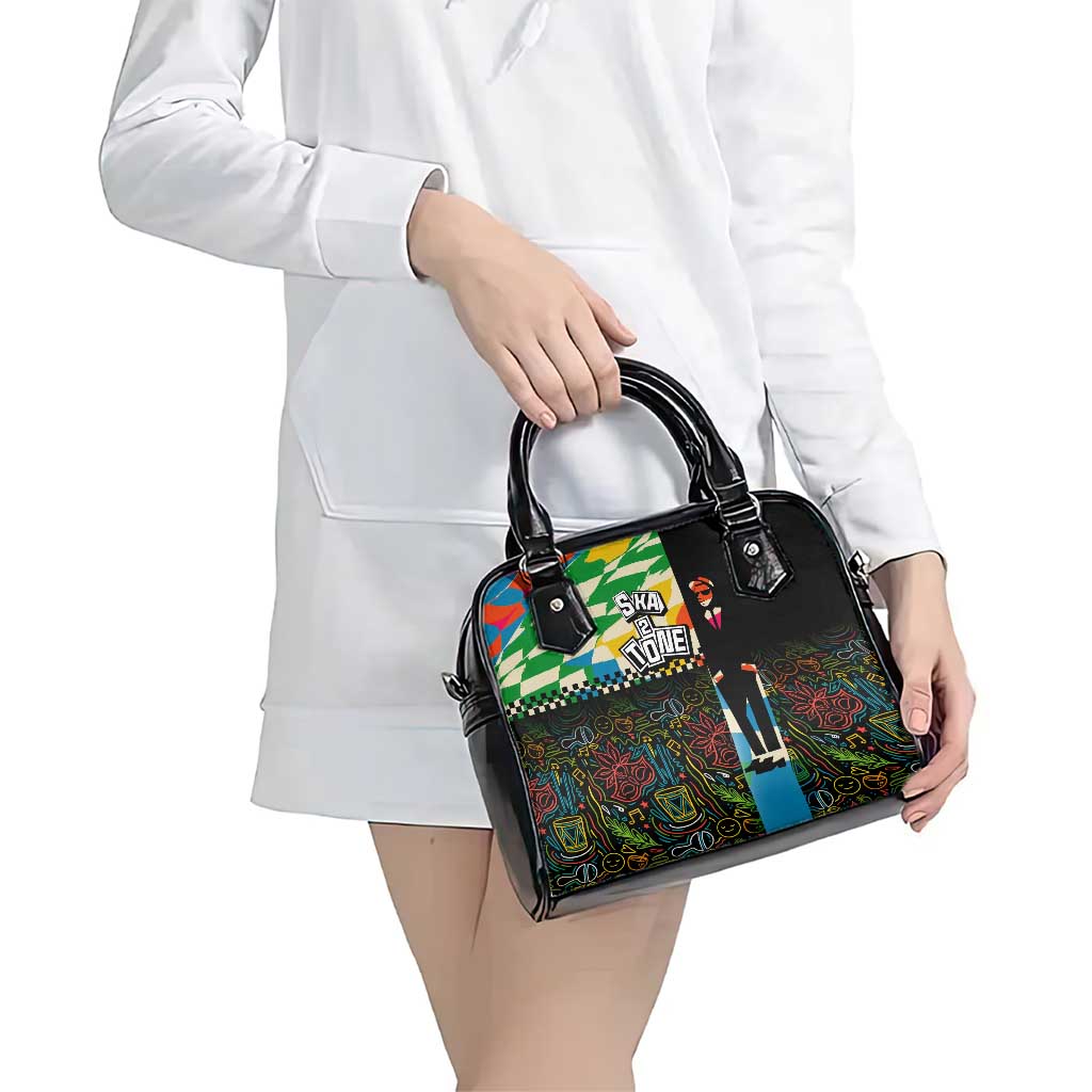 Ska Two Tone Shoulder Handbag with Colorful Checkerboard Music Art Carnival Festival TS04