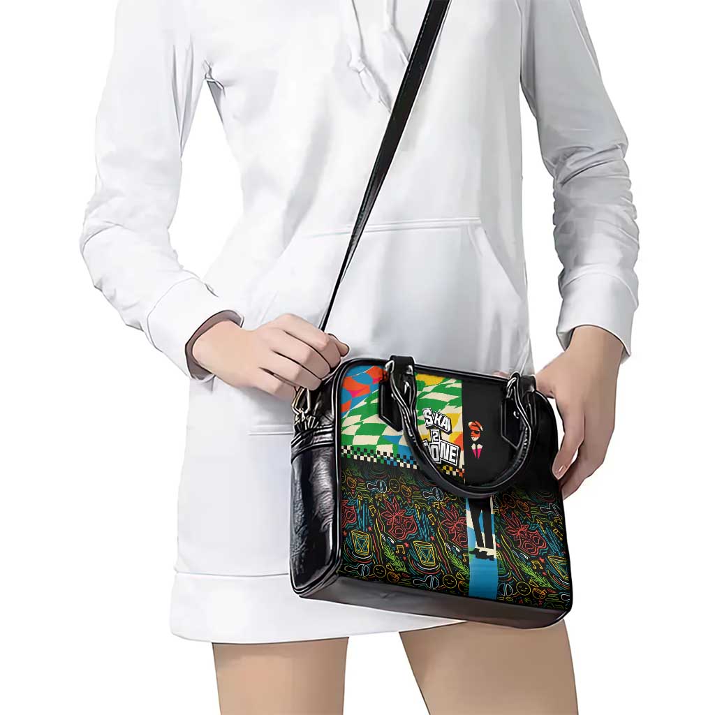 Ska Two Tone Shoulder Handbag with Colorful Checkerboard Music Art Carnival Festival TS04