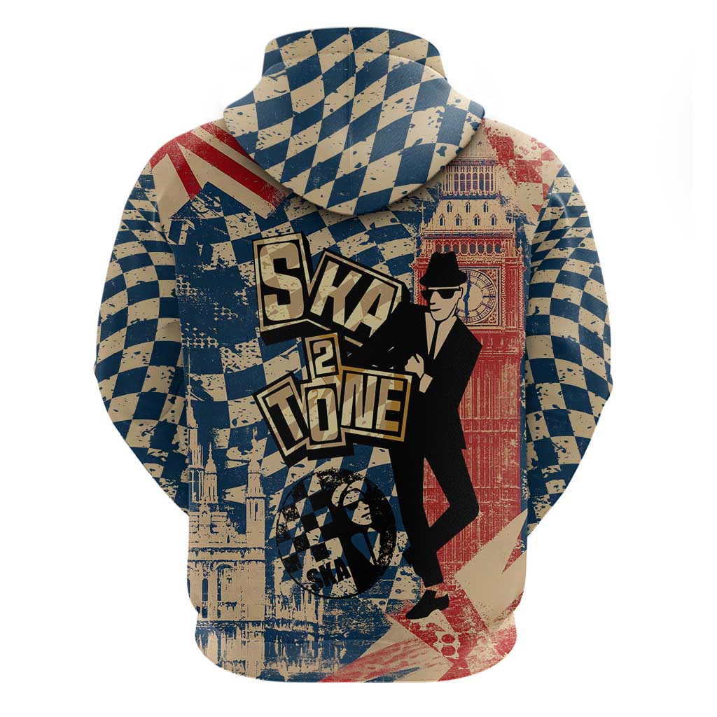 Ska 2 Tone Hoodie Big Ben Dance Two Tone Blue Checkerboard TS04