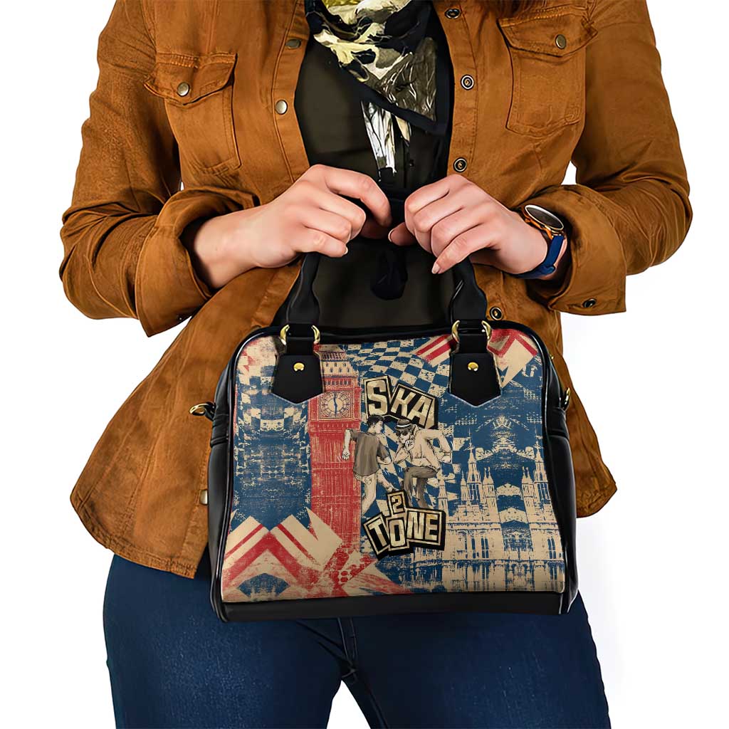 Ska 2 Tone Shoulder Handbag Big Ben Dance Two Tone Blue Checkerboard TS04