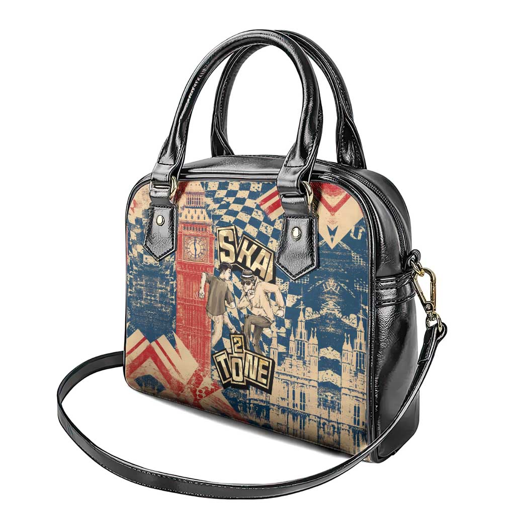 Ska 2 Tone Shoulder Handbag Big Ben Dance Two Tone Blue Checkerboard TS04