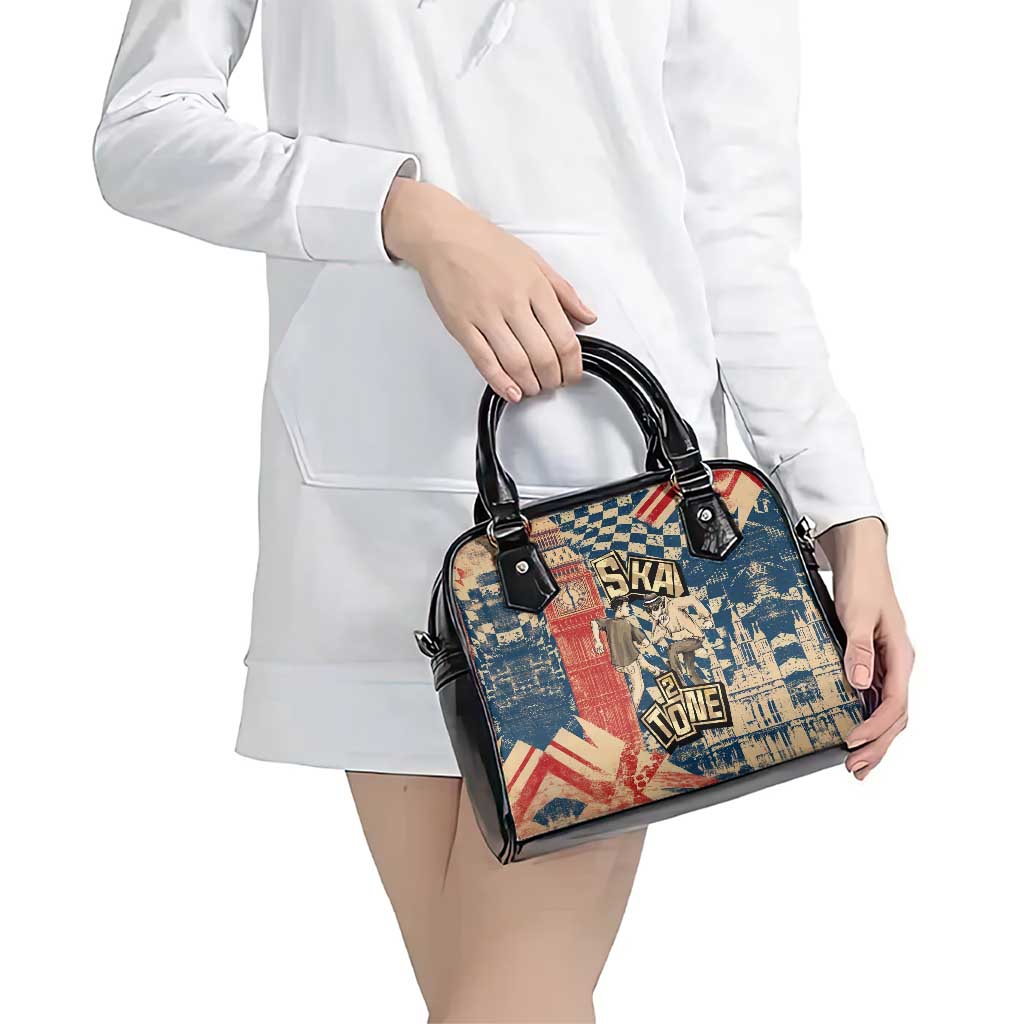 Ska 2 Tone Shoulder Handbag Big Ben Dance Two Tone Blue Checkerboard TS04