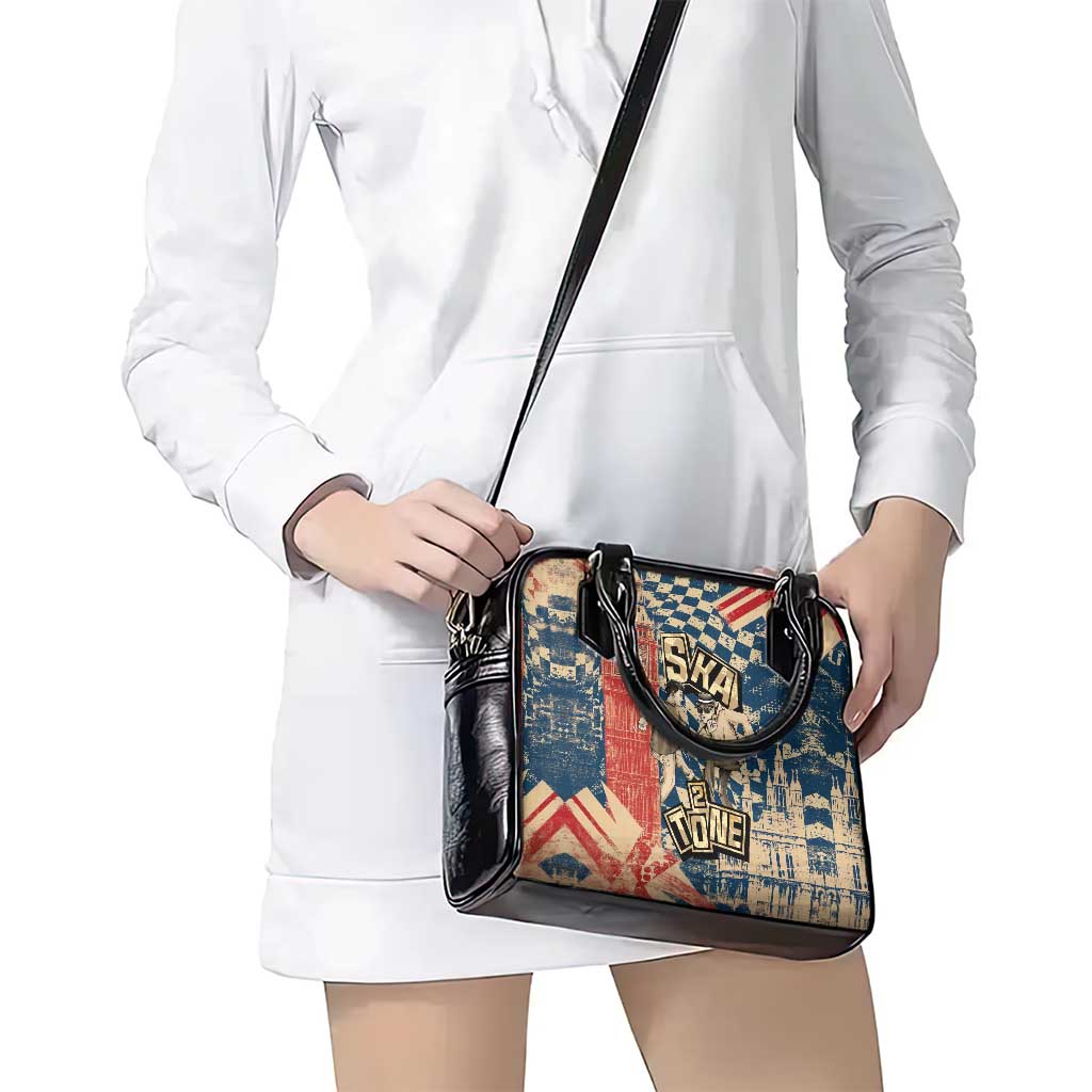 Ska 2 Tone Shoulder Handbag Big Ben Dance Two Tone Blue Checkerboard TS04