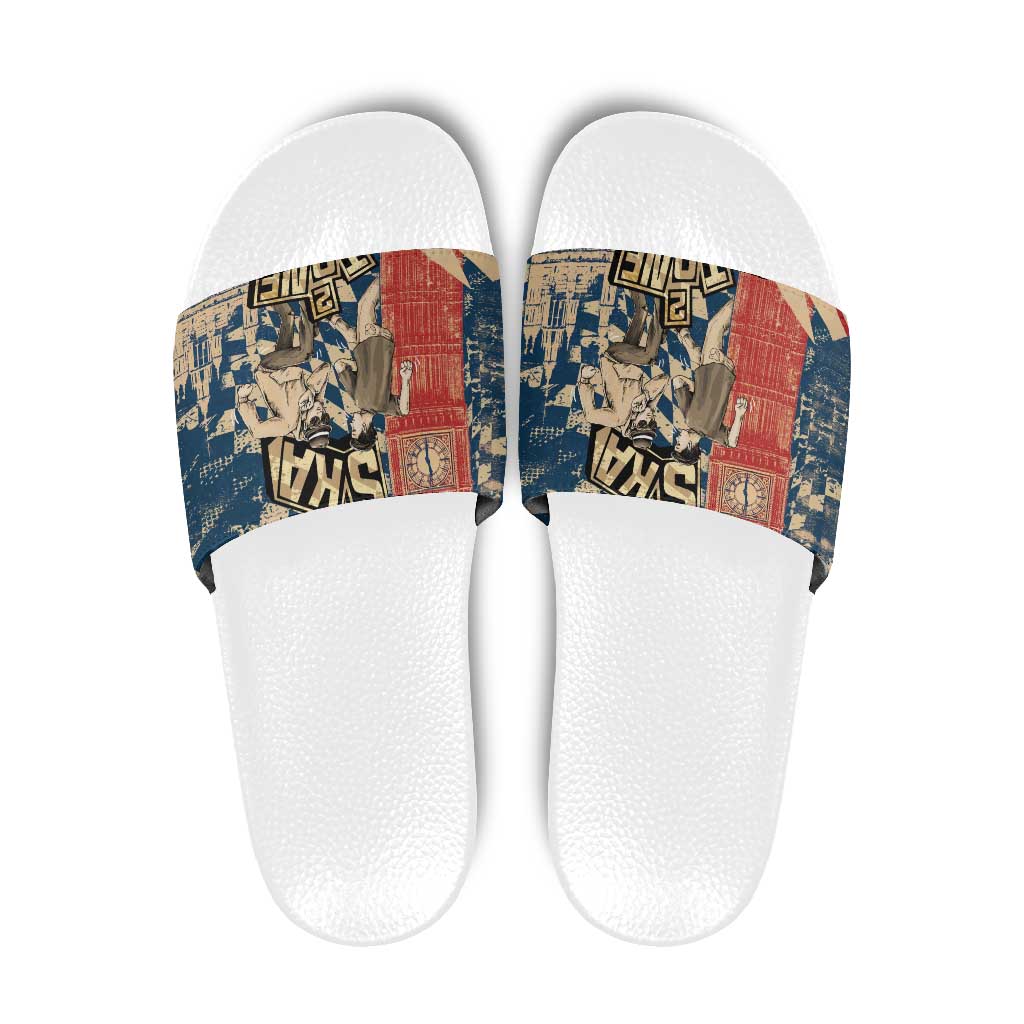Ska 2 Tone Slide Sandals Big Ben Dance Two Tone Blue Checkerboard TS04