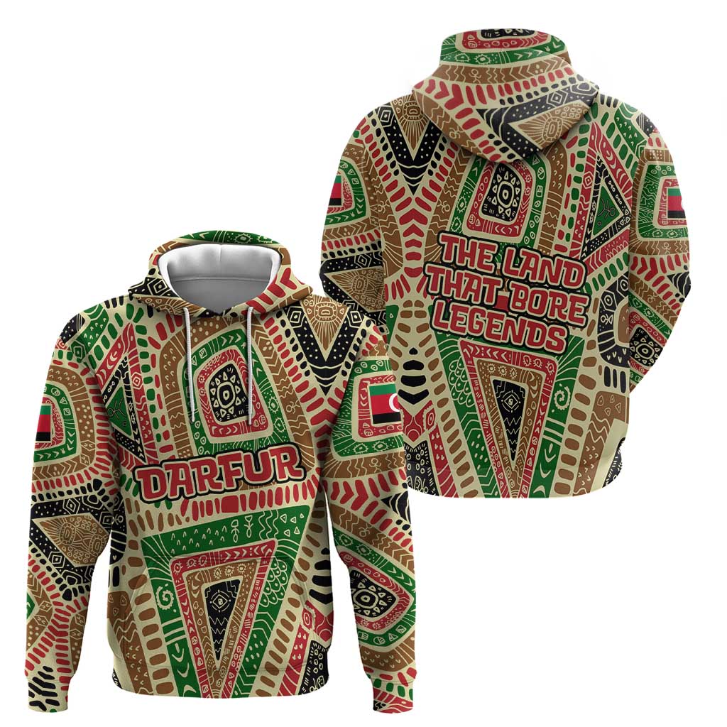 Darfur Sudan Hoodie with Red Green Beige Tribal Pattern TS04