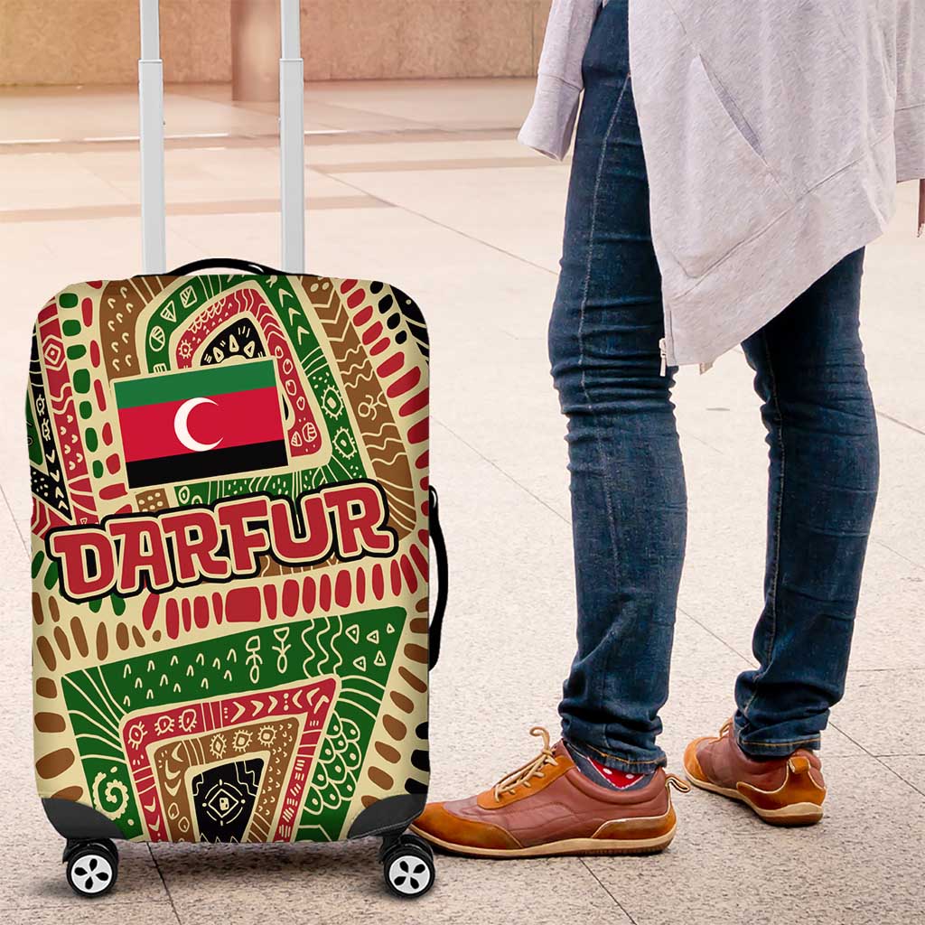 Darfur Sudan Luggage Cover with Red Green Beige Tribal Pattern TS04