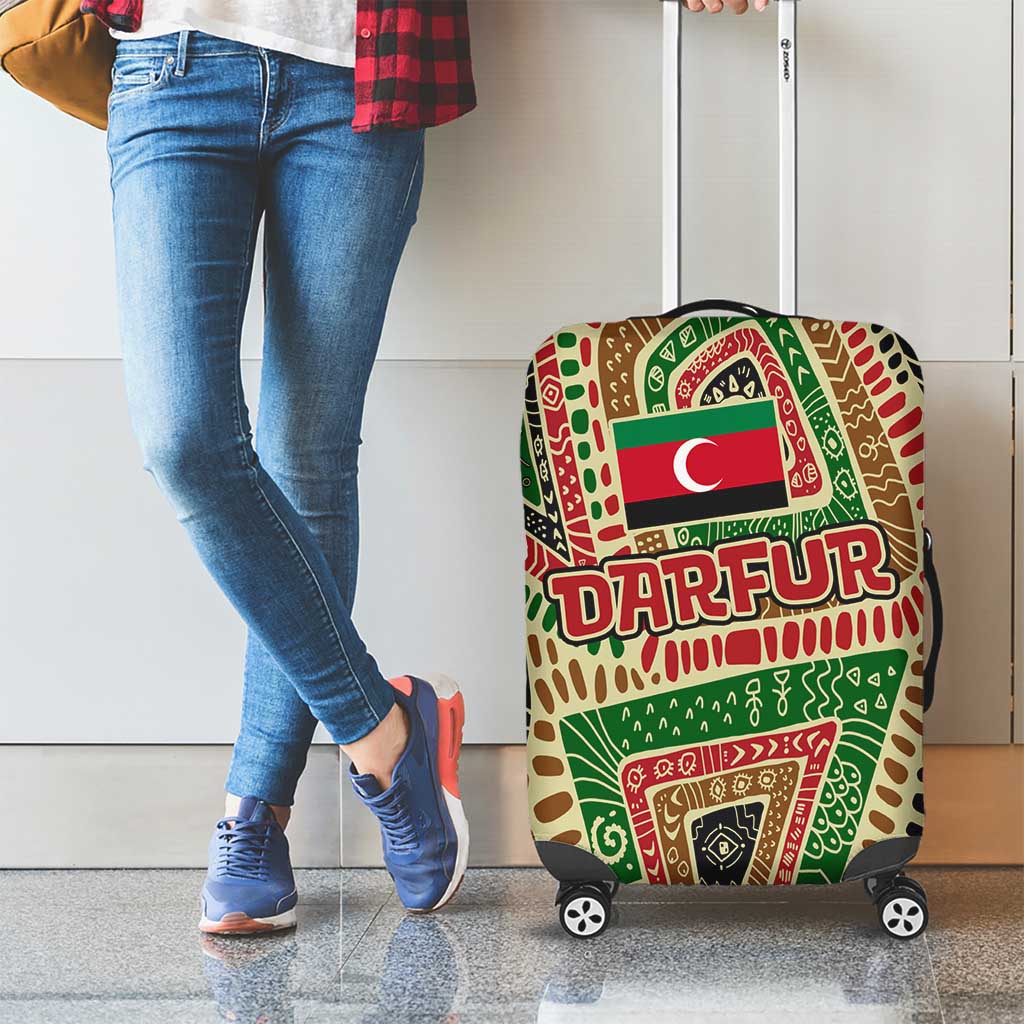 Darfur Sudan Luggage Cover with Red Green Beige Tribal Pattern TS04