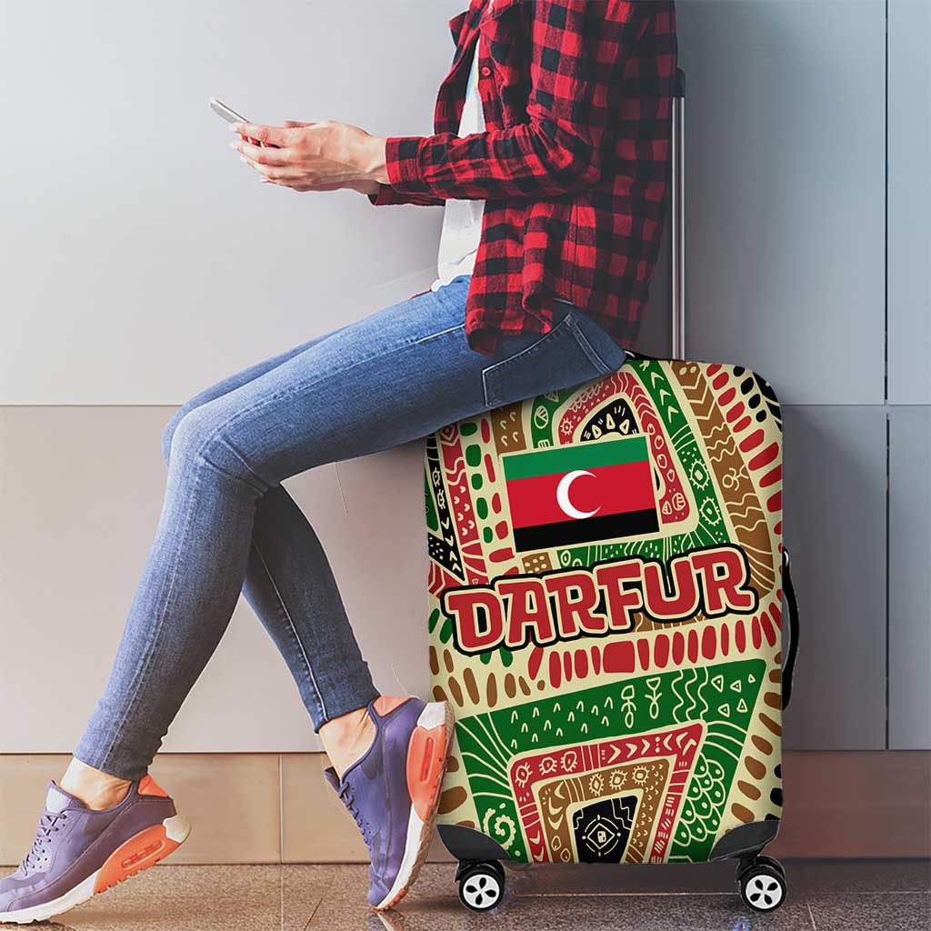 Darfur Sudan Luggage Cover with Red Green Beige Tribal Pattern TS04