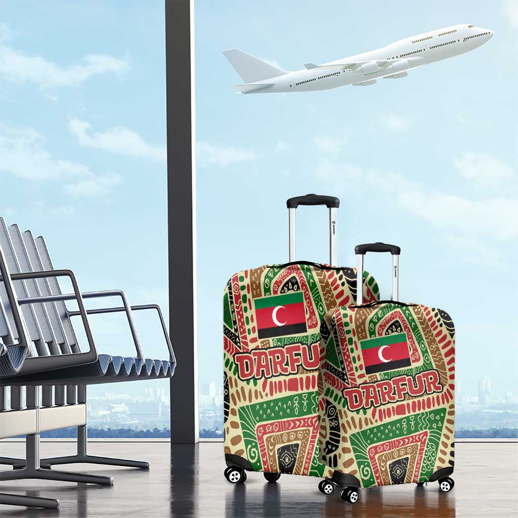 Darfur Sudan Luggage Cover with Red Green Beige Tribal Pattern TS04