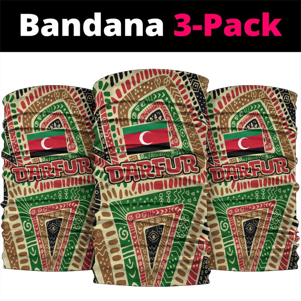 Darfur Sudan Neck Gaiter with Red Green Beige Tribal Pattern TS04