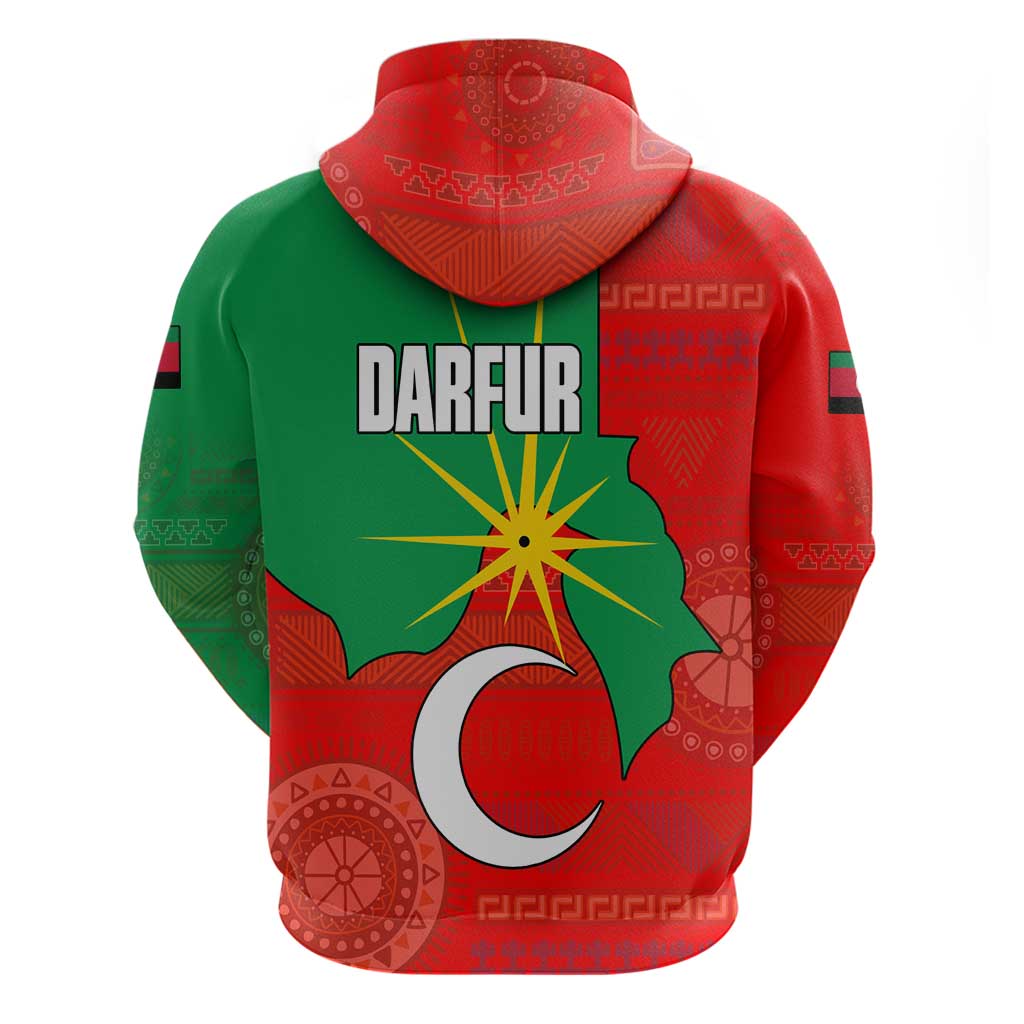 Darfur Sudan Hoodie with Red Green Yellow Crescent Star TS04