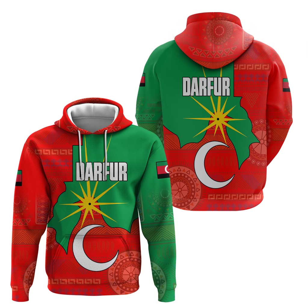 Darfur Sudan Hoodie with Red Green Yellow Crescent Star TS04