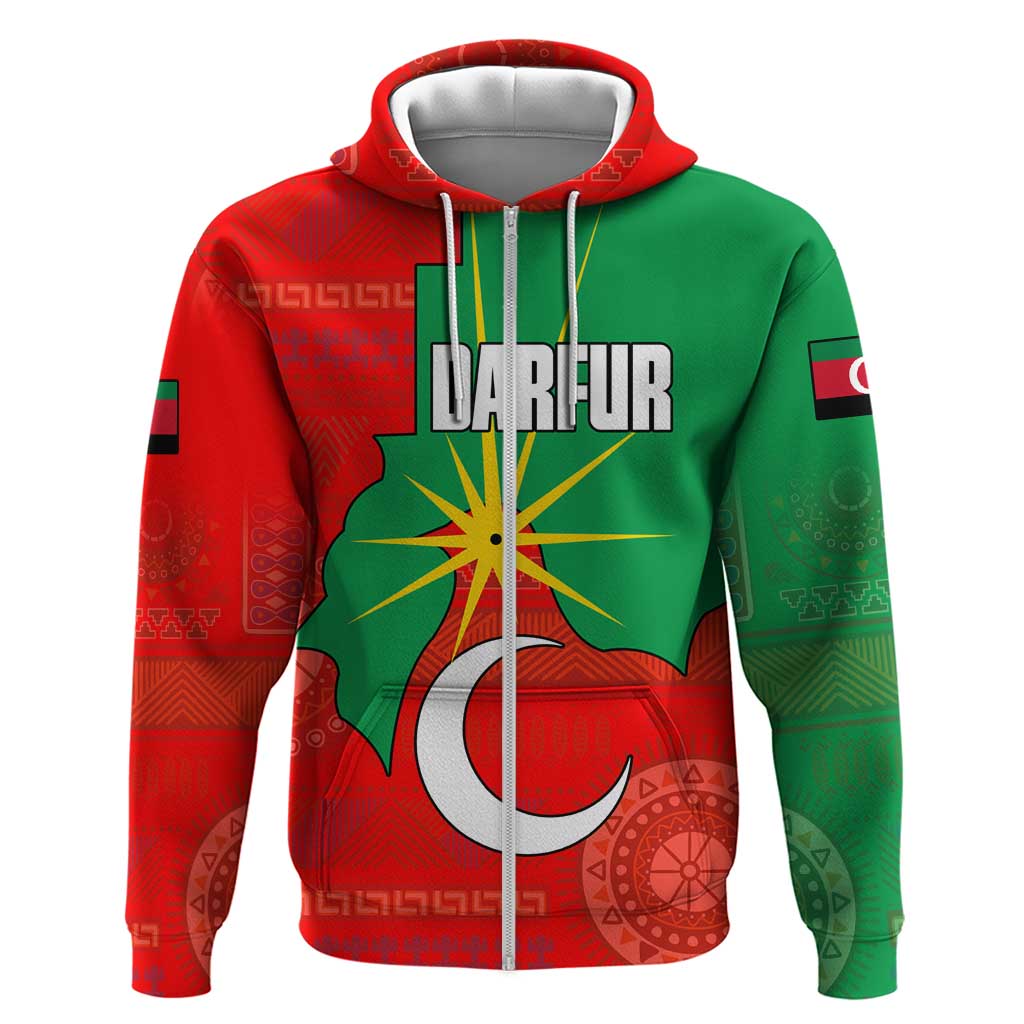 Darfur Sudan Hoodie with Red Green Yellow Crescent Star TS04