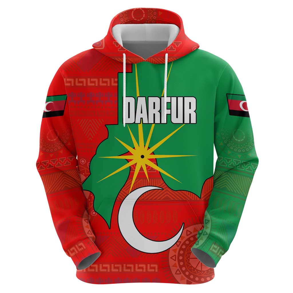 Darfur Sudan Hoodie with Red Green Yellow Crescent Star TS04
