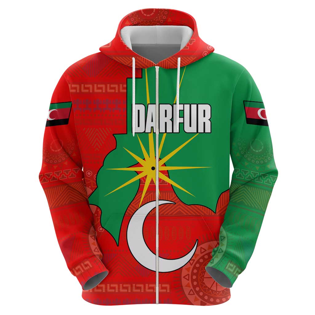 Darfur Sudan Hoodie with Red Green Yellow Crescent Star TS04