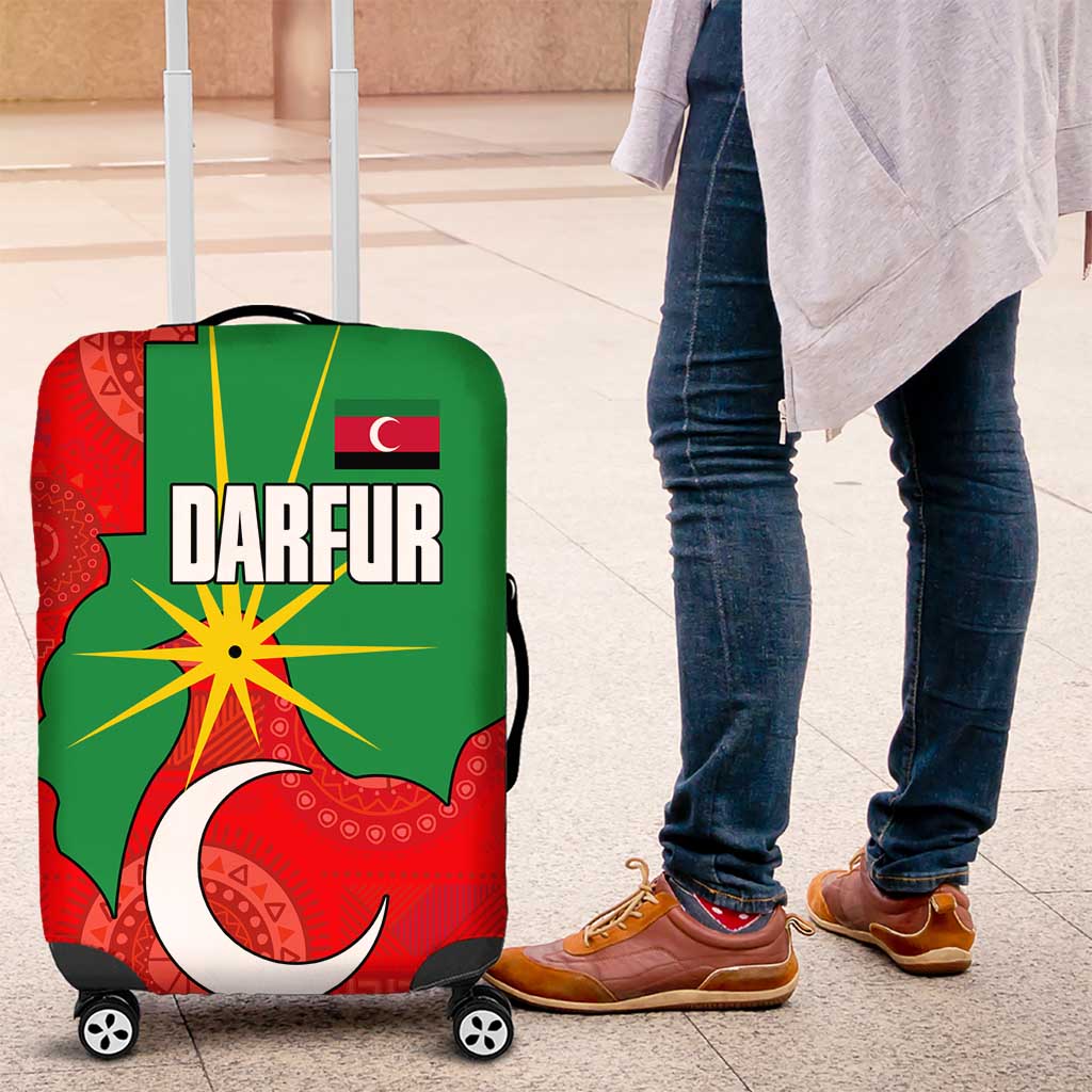 Darfur Sudan Luggage Cover with Red Green Yellow Crescent Star TS04