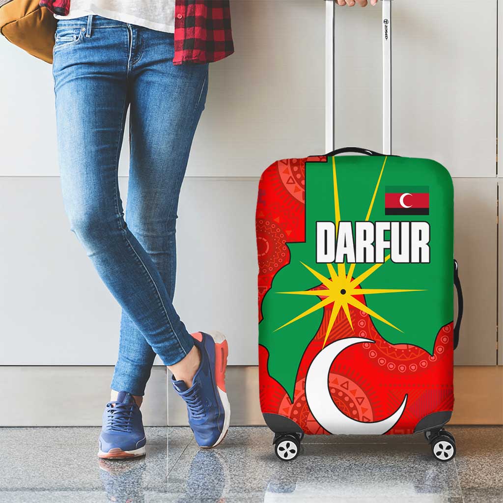 Darfur Sudan Luggage Cover with Red Green Yellow Crescent Star TS04