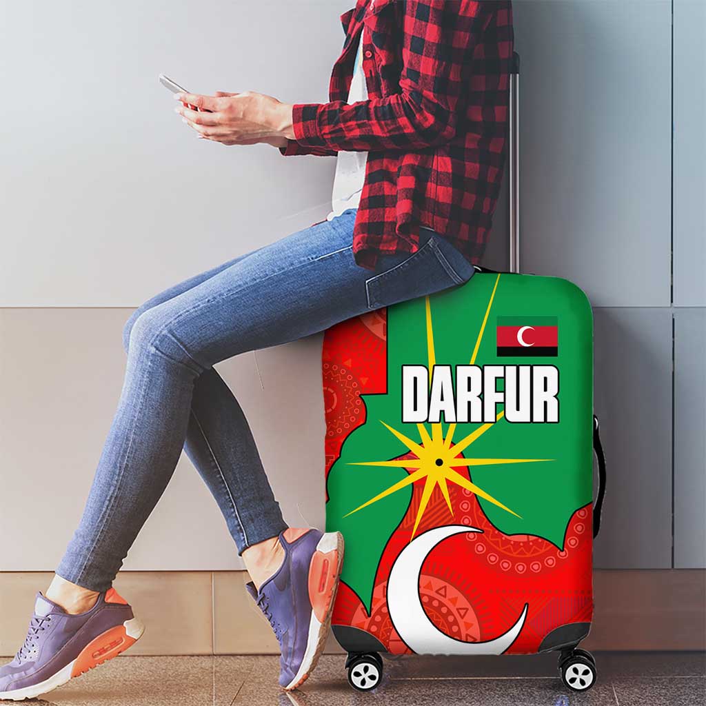 Darfur Sudan Luggage Cover with Red Green Yellow Crescent Star TS04