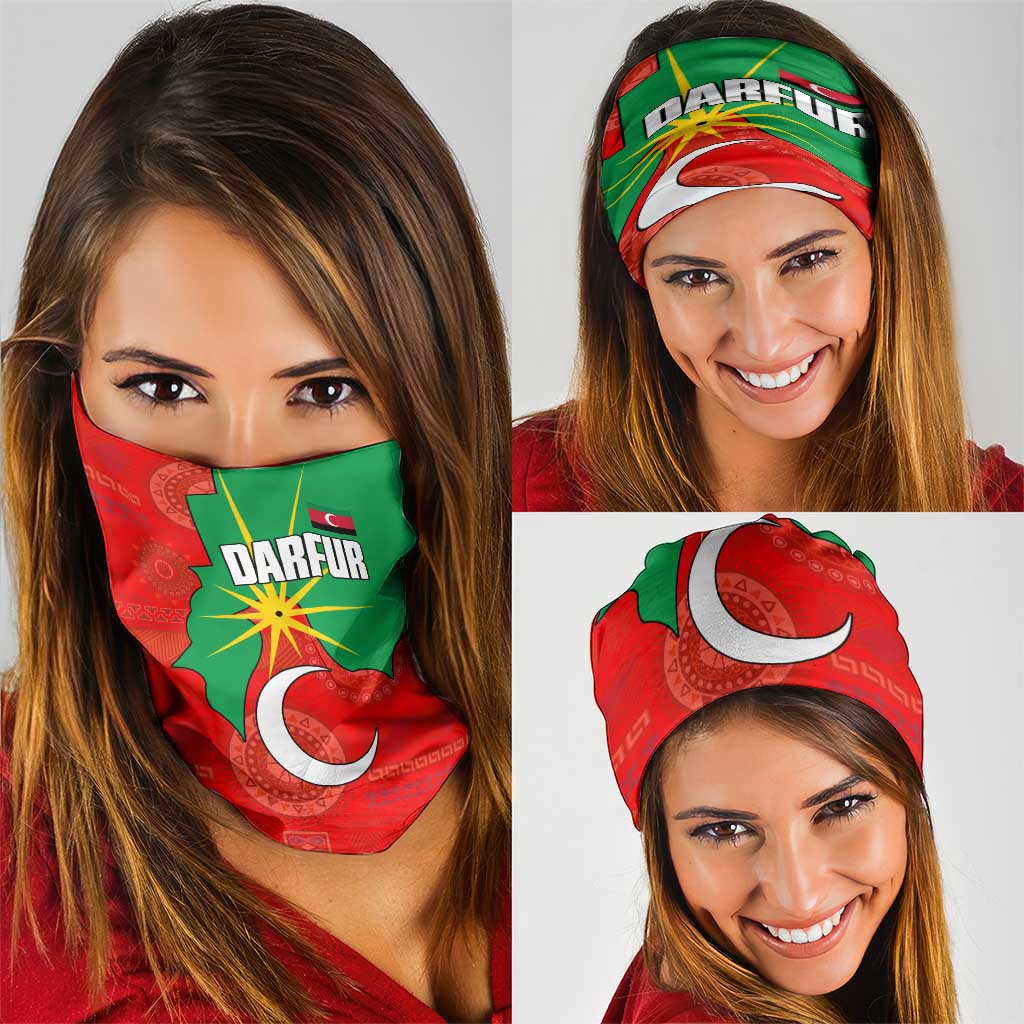 Darfur Sudan Neck Gaiter with Red Green Yellow Crescent Star TS04