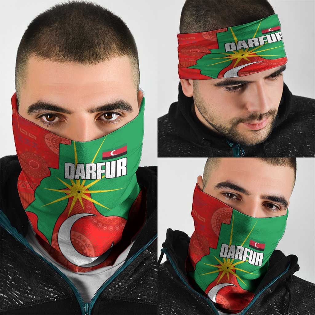 Darfur Sudan Neck Gaiter with Red Green Yellow Crescent Star TS04