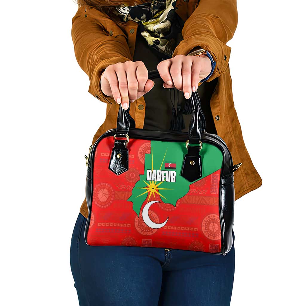Darfur Sudan Shoulder Handbag with Red Green Yellow Crescent Star TS04