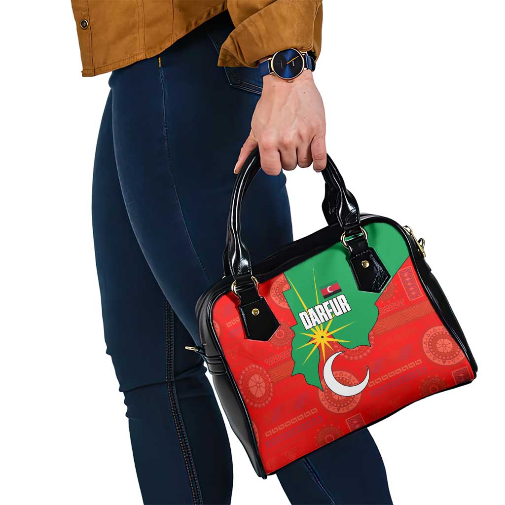 Darfur Sudan Shoulder Handbag with Red Green Yellow Crescent Star TS04