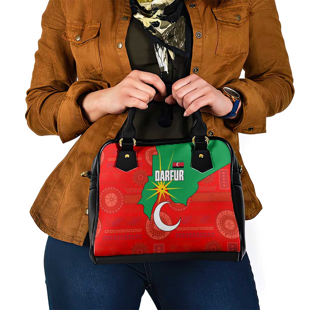 Darfur Sudan Shoulder Handbag with Red Green Yellow Crescent Star TS04