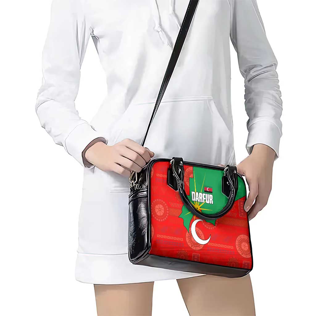 Darfur Sudan Shoulder Handbag with Red Green Yellow Crescent Star TS04