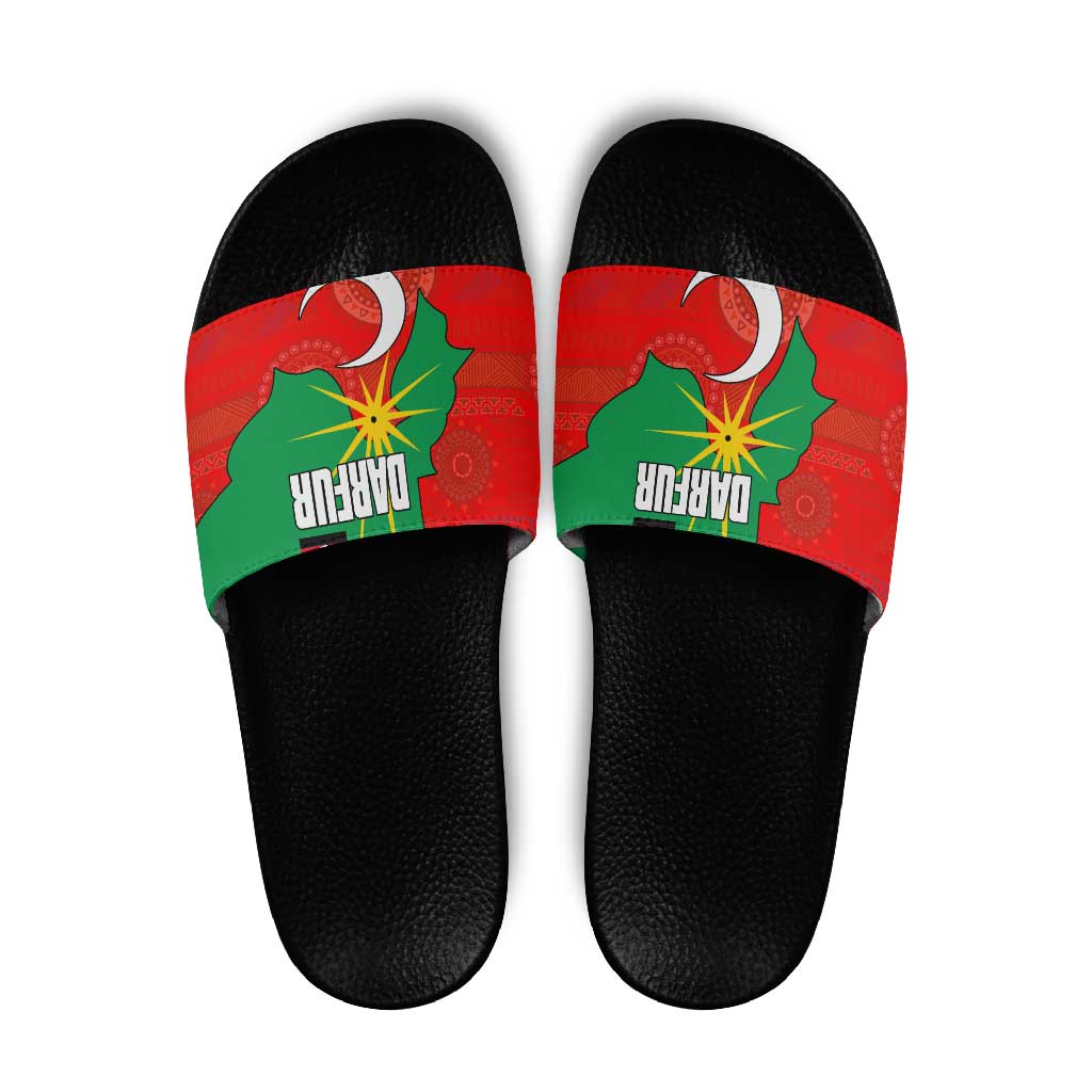 Darfur Sudan Slide Sandals with Red Green Yellow Crescent Star TS04