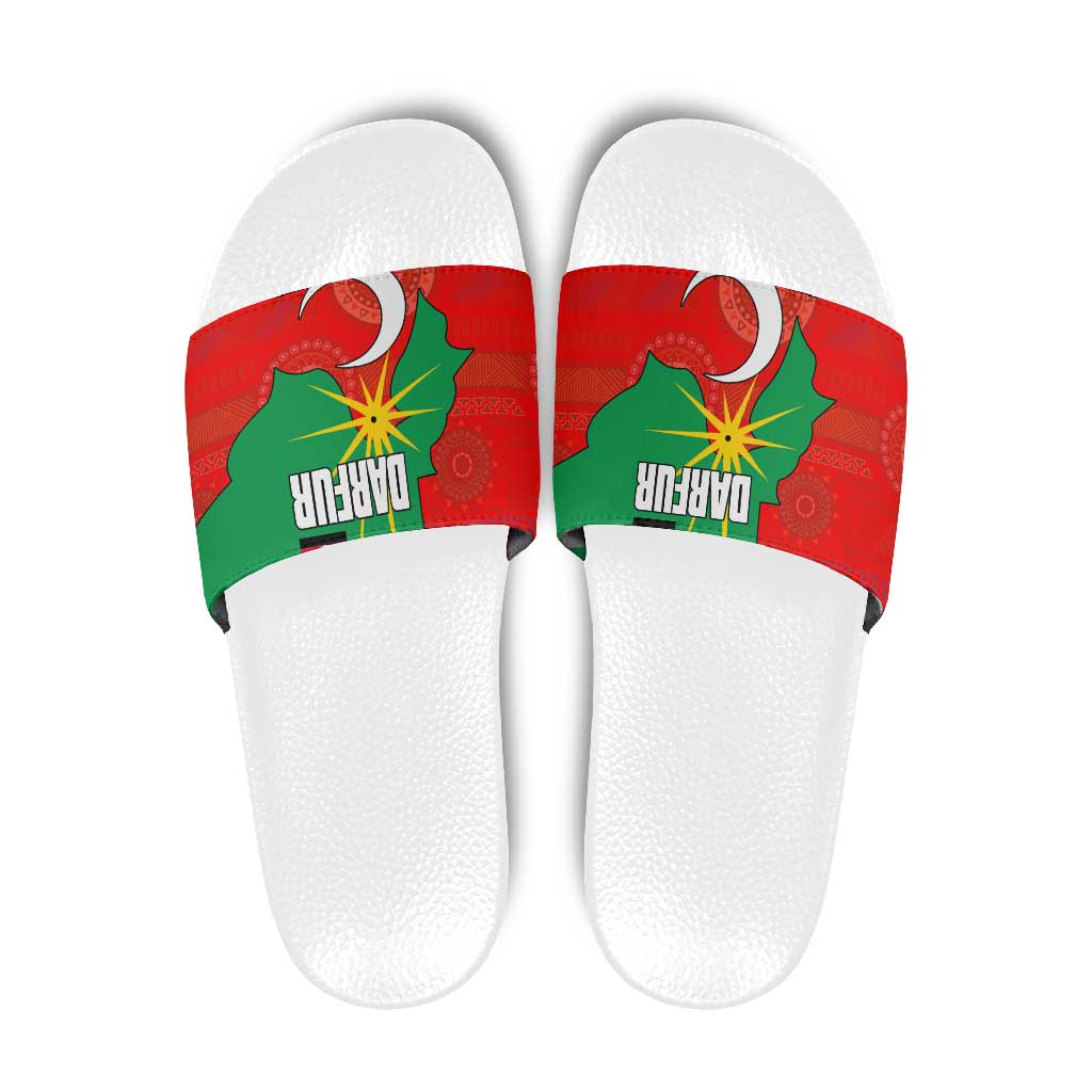 Darfur Sudan Slide Sandals with Red Green Yellow Crescent Star TS04