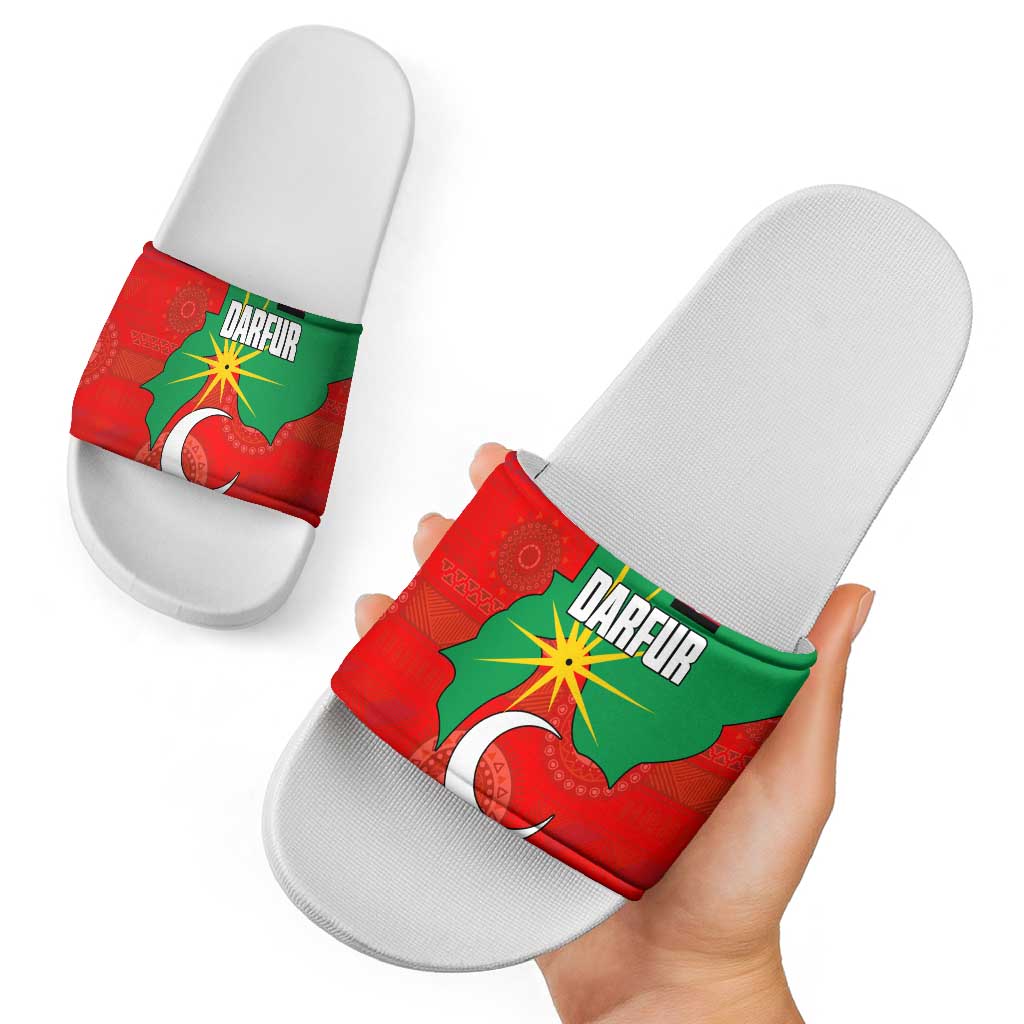 Darfur Sudan Slide Sandals with Red Green Yellow Crescent Star TS04