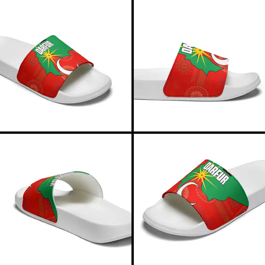 Darfur Sudan Slide Sandals with Red Green Yellow Crescent Star TS04