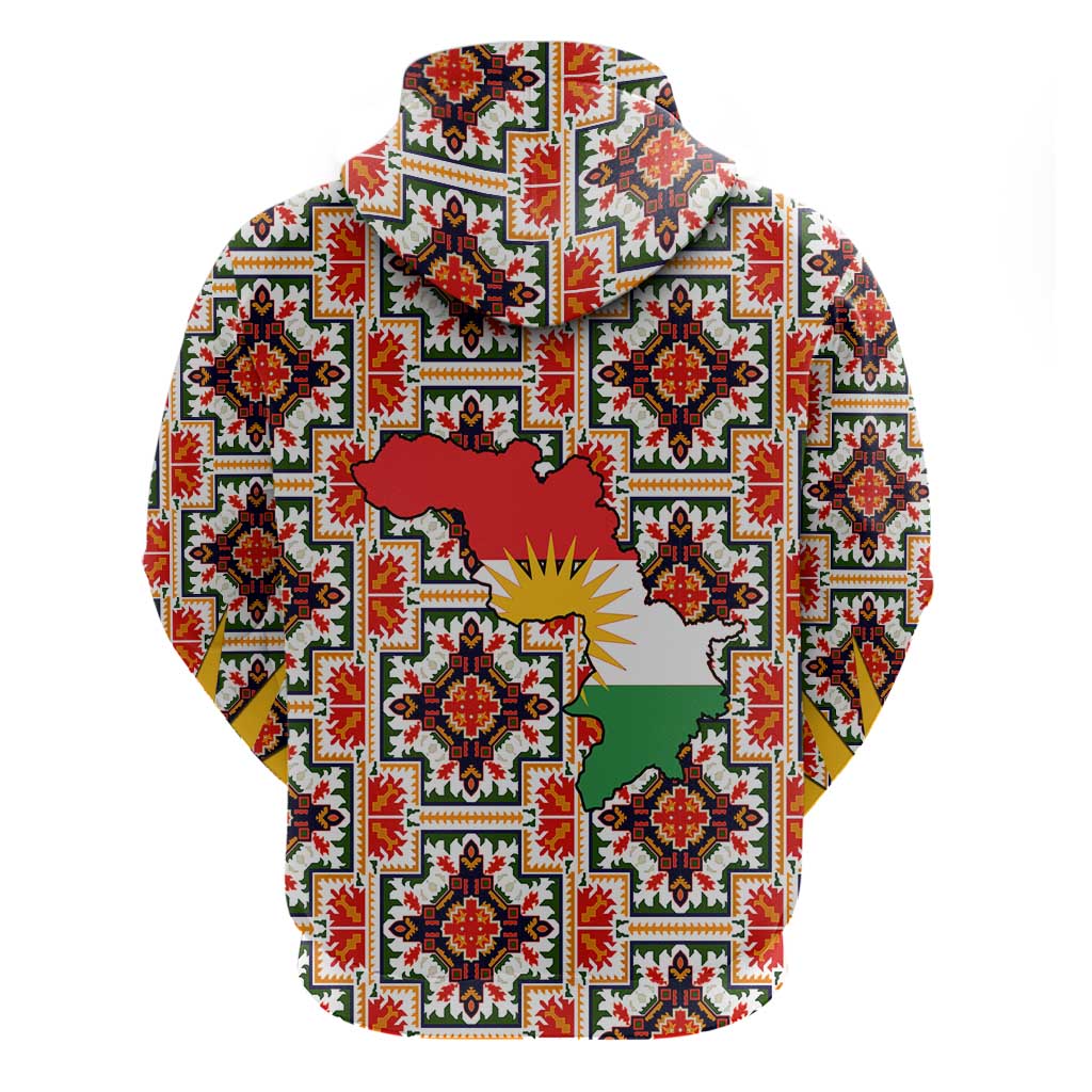 Iraq Kurdistan Region Hoodie Traditional Pattern Yellow Red Green TS04