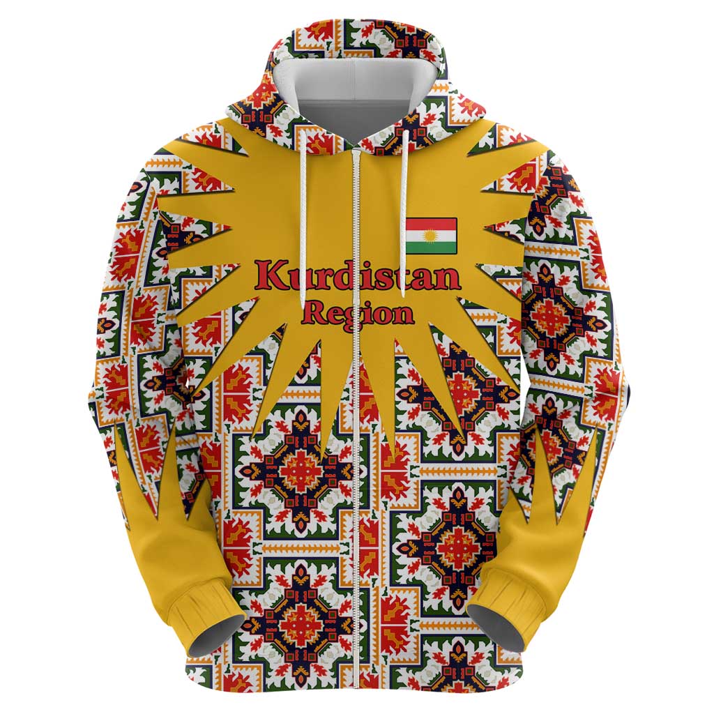 Iraq Kurdistan Region Hoodie Traditional Pattern Yellow Red Green TS04