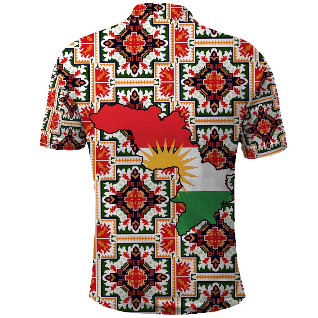 Iraq Kurdistan Region Polo Shirt Traditional Pattern Yellow Red Green TS04