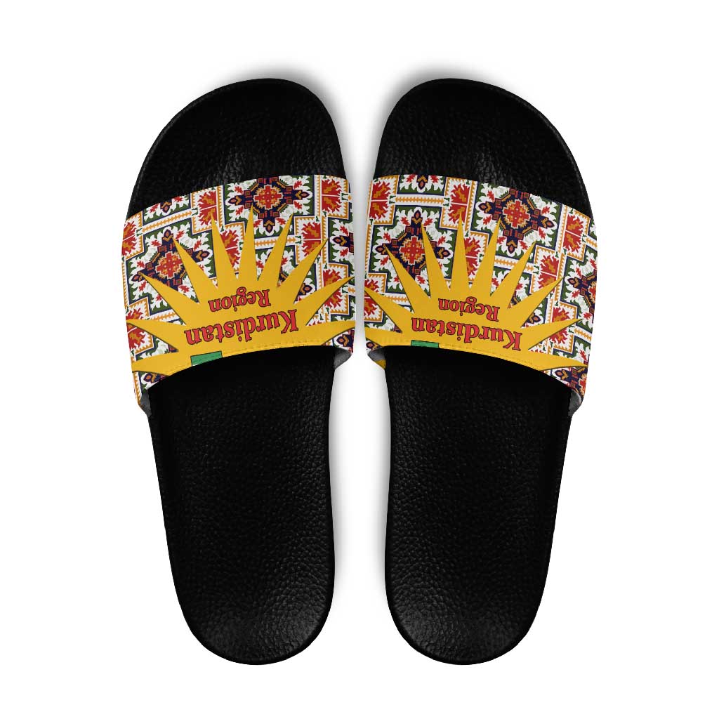 Iraq Kurdistan Region Slide Sandals Traditional Pattern Yellow Red Green TS04