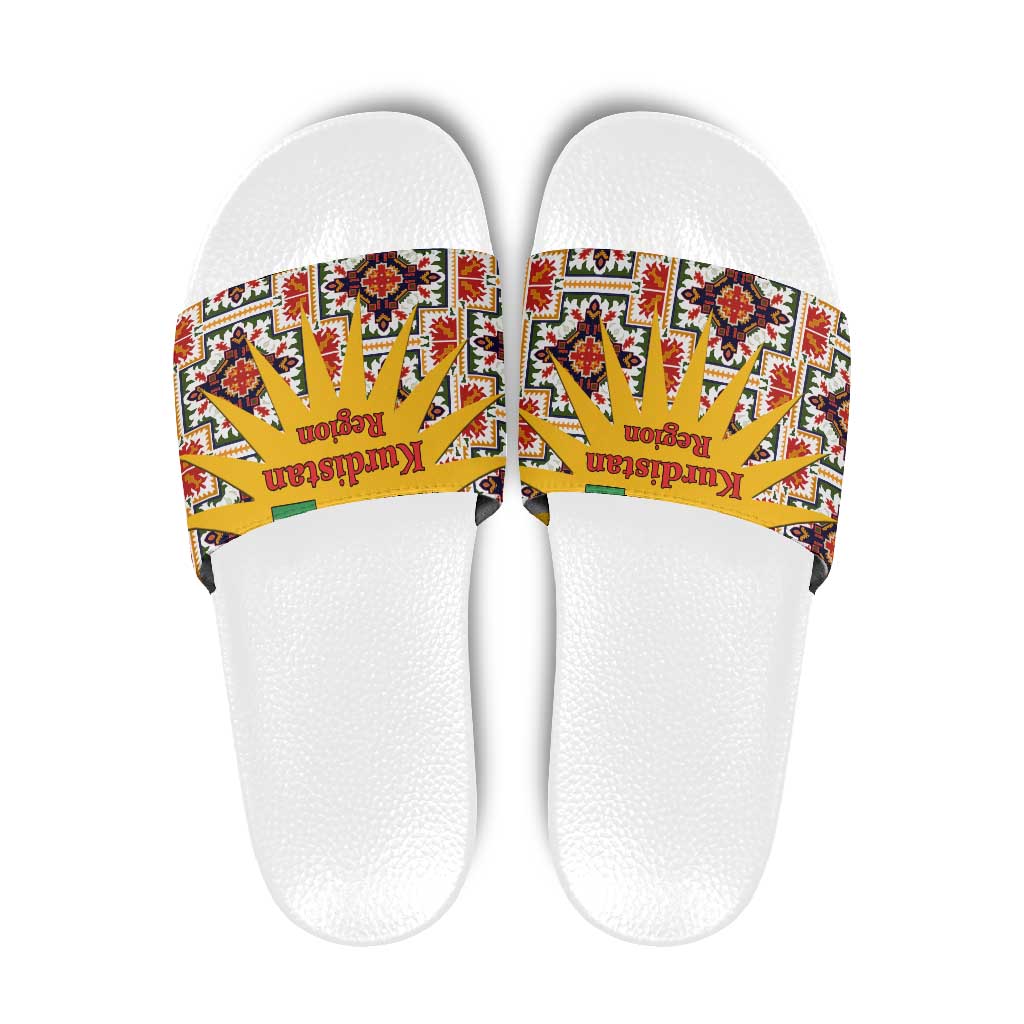 Iraq Kurdistan Region Slide Sandals Traditional Pattern Yellow Red Green TS04