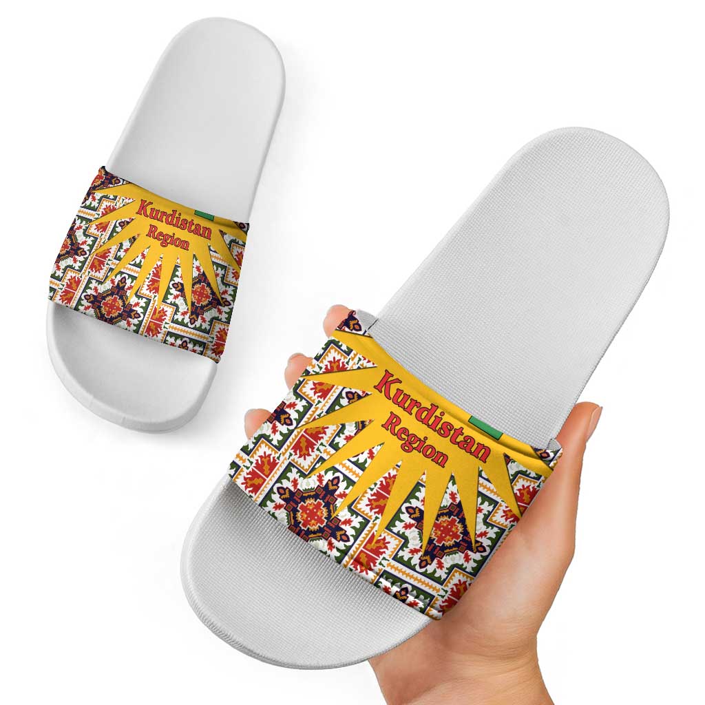 Iraq Kurdistan Region Slide Sandals Traditional Pattern Yellow Red Green TS04