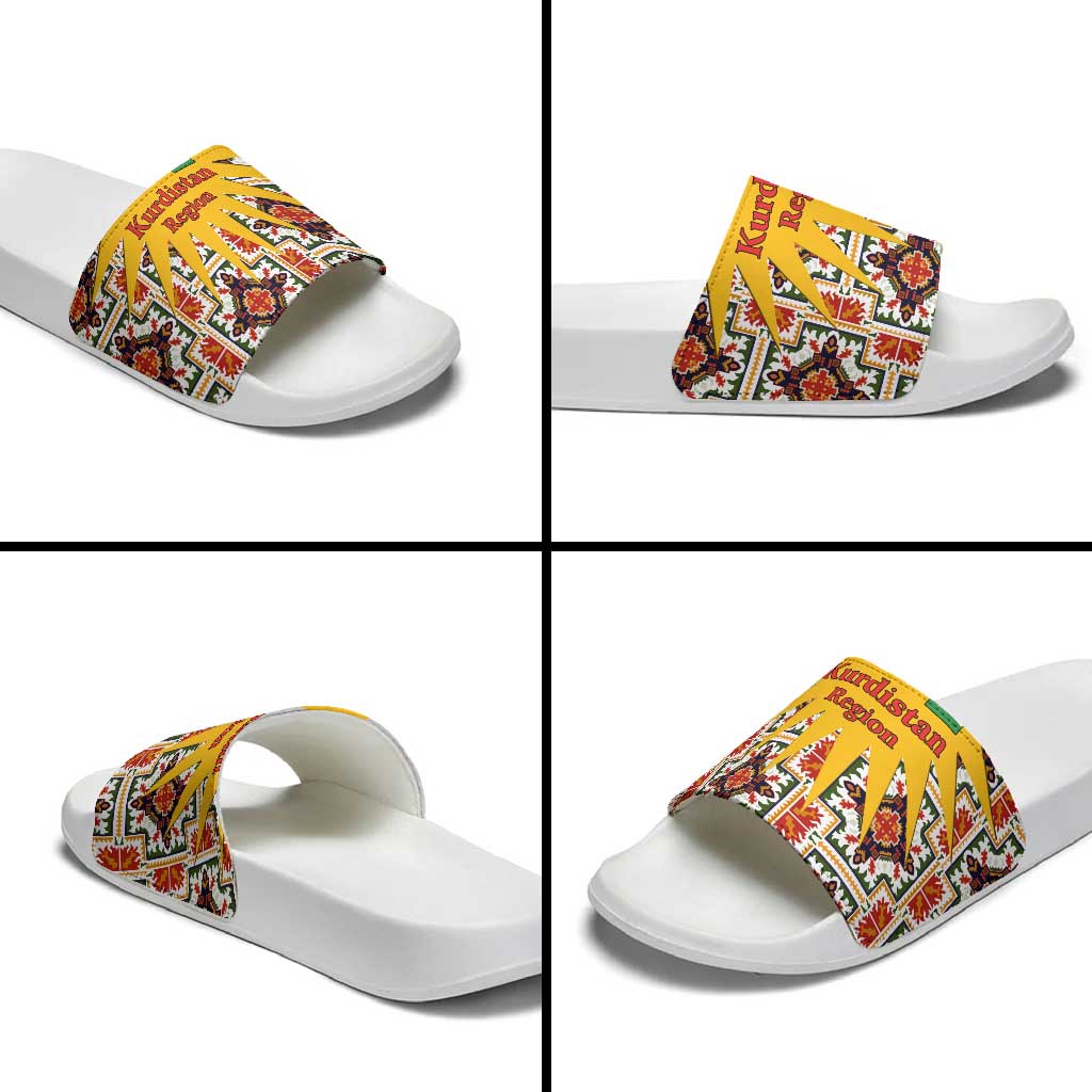 Iraq Kurdistan Region Slide Sandals Traditional Pattern Yellow Red Green TS04