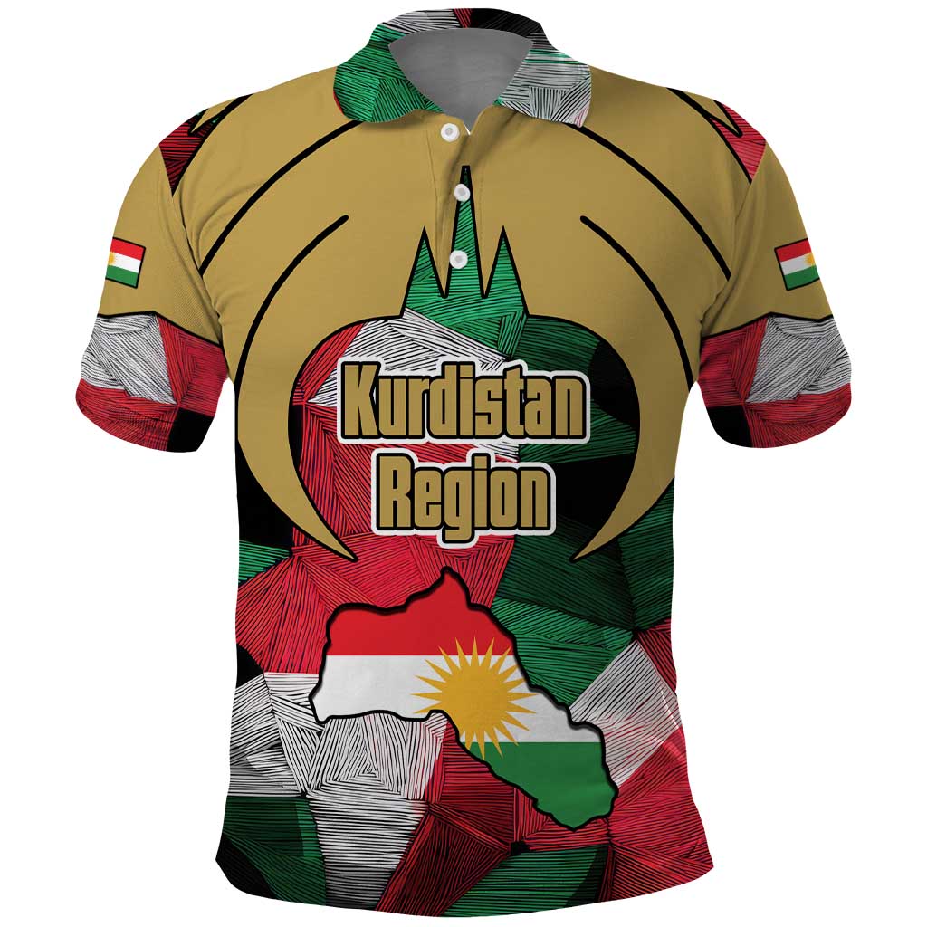 Kurdistan Region Iraq Polo Shirt Eagle Emblem Red Green Black TS04