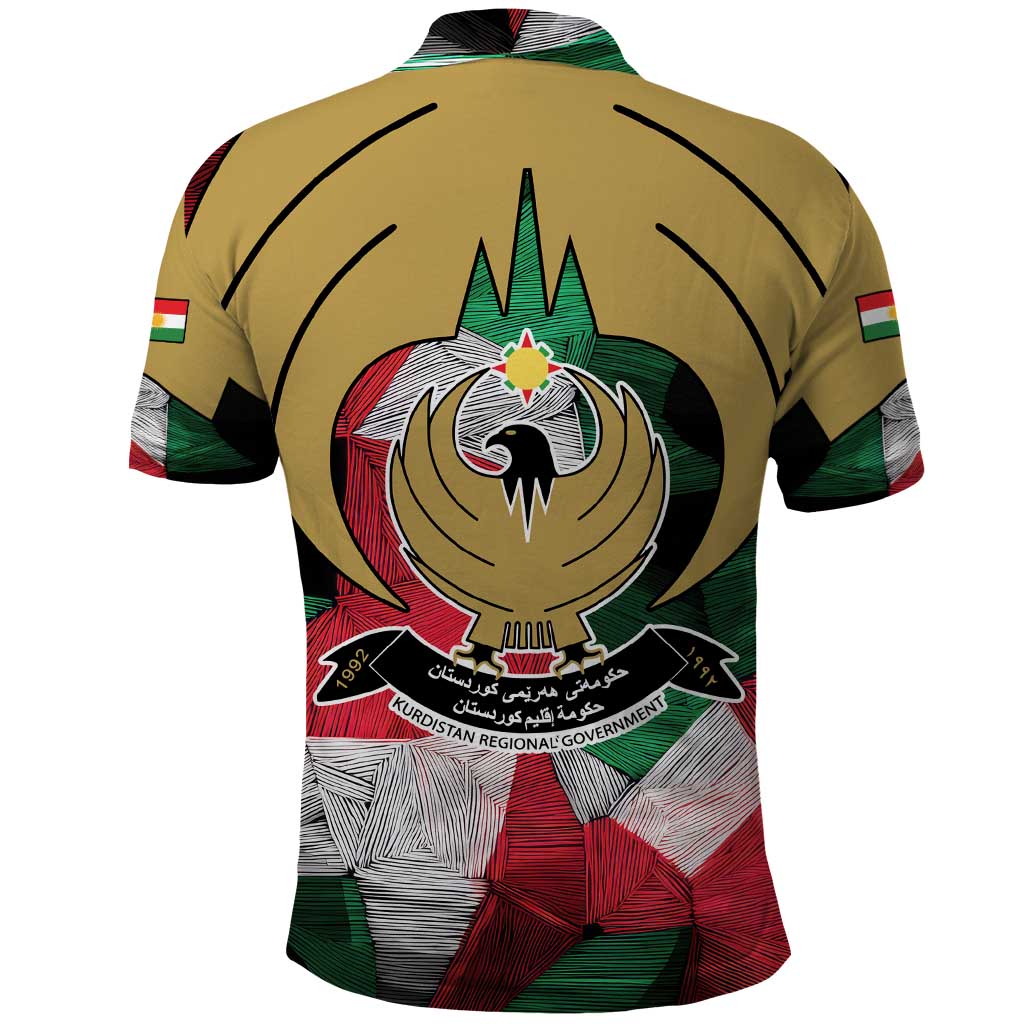 Kurdistan Region Iraq Polo Shirt Eagle Emblem Red Green Black TS04