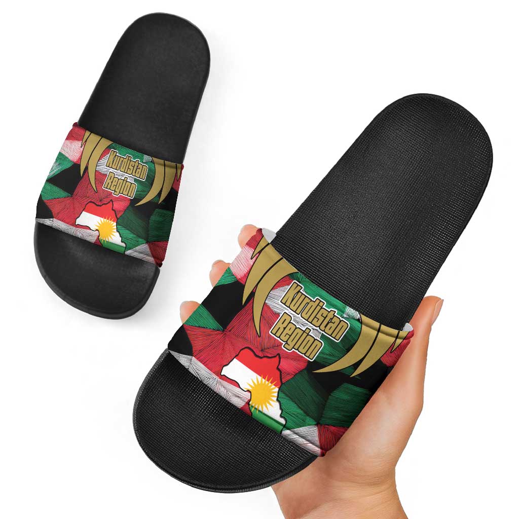 Kurdistan Region Iraq Slide Sandals Eagle Emblem Red Green Black TS04