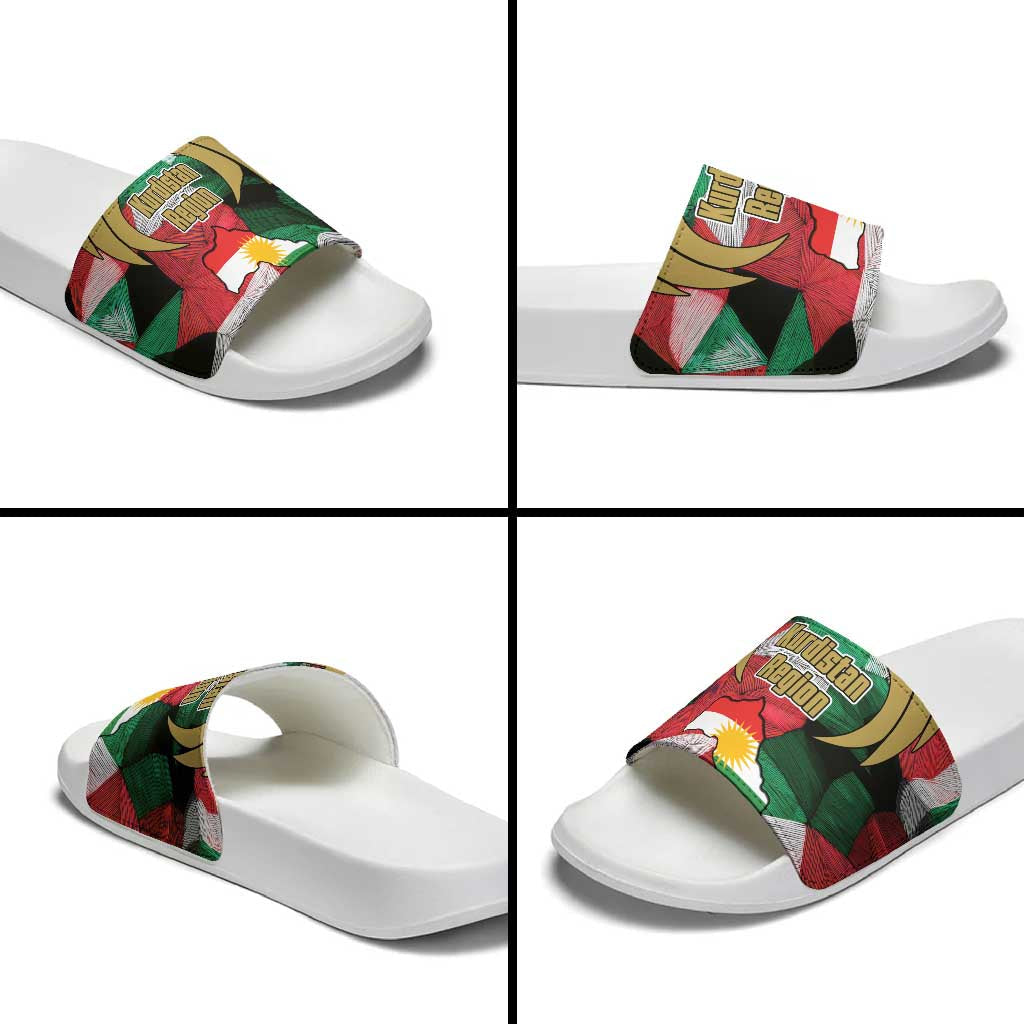 Kurdistan Region Iraq Slide Sandals Eagle Emblem Red Green Black TS04