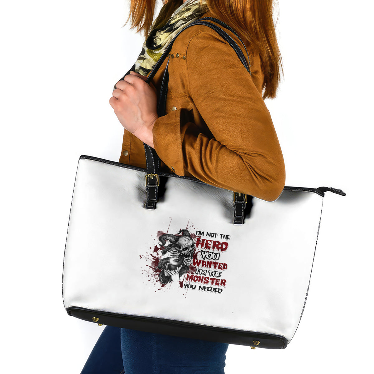 I'm Not The Hero You Wanted Leather Tote Bag TS04