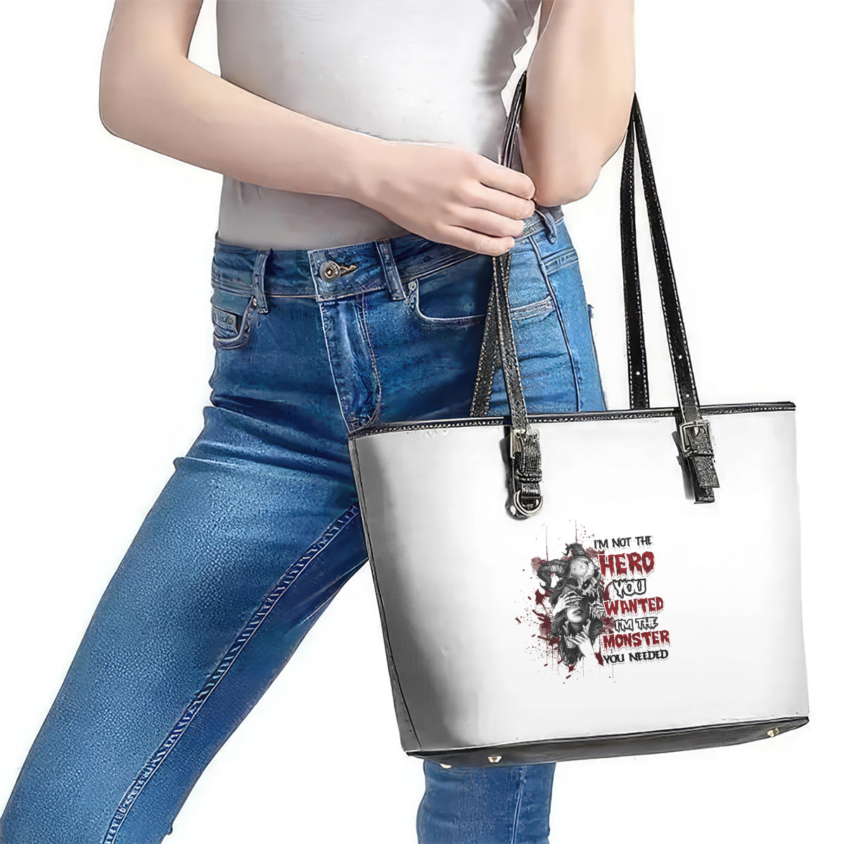 I'm Not The Hero You Wanted Leather Tote Bag TS04