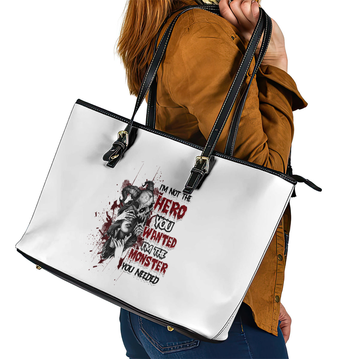 I'm Not The Hero You Wanted Leather Tote Bag TS04
