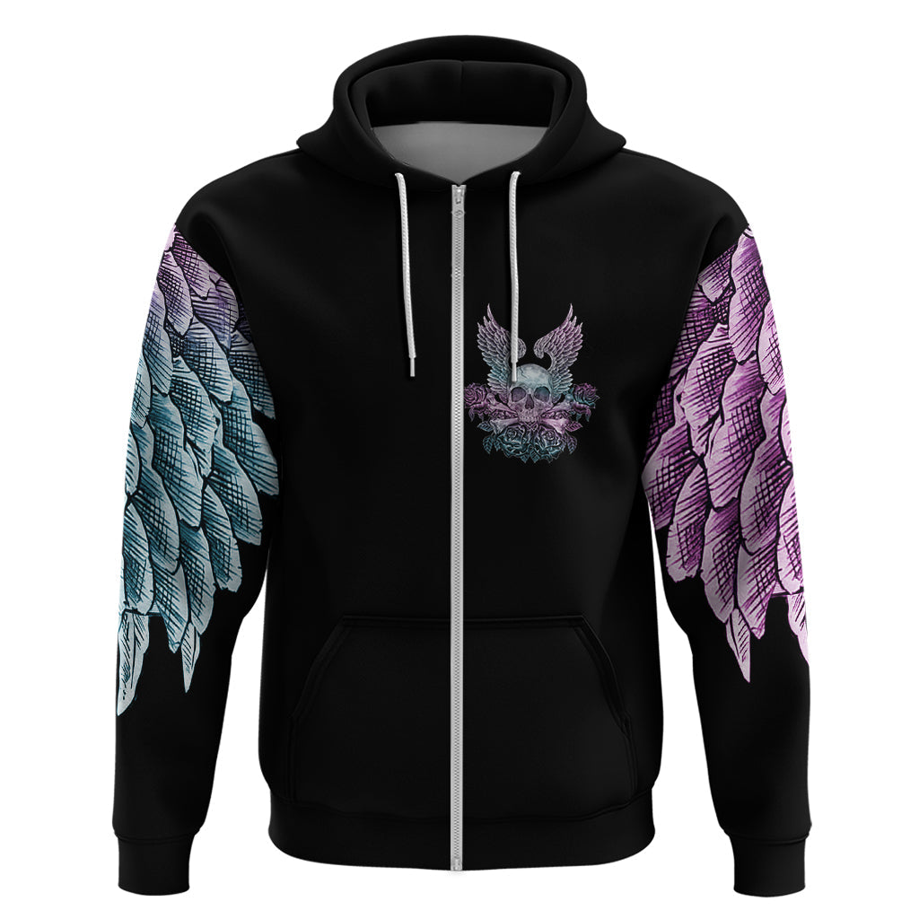 Skull Wings Roses - Zero Fuck Given Hoodie TS04