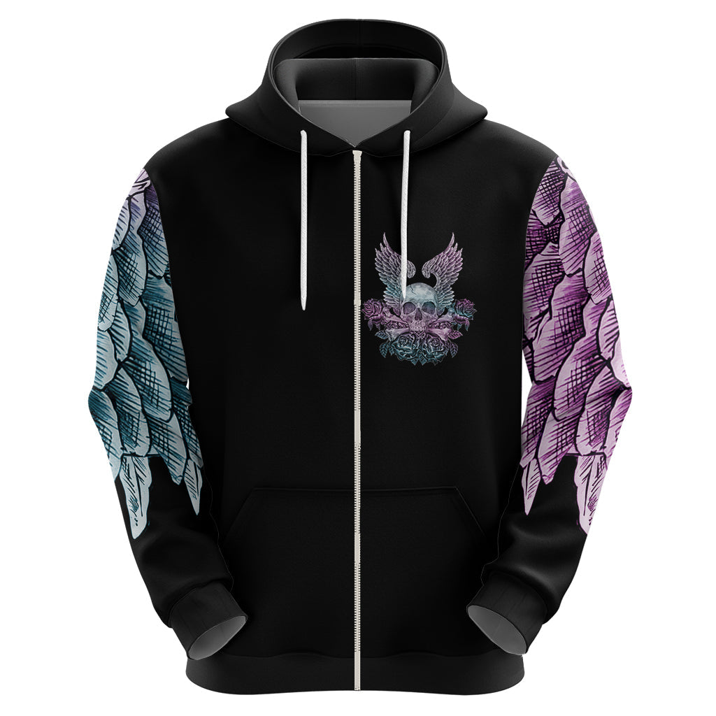 Skull Wings Roses - Zero Fuck Given Hoodie TS04