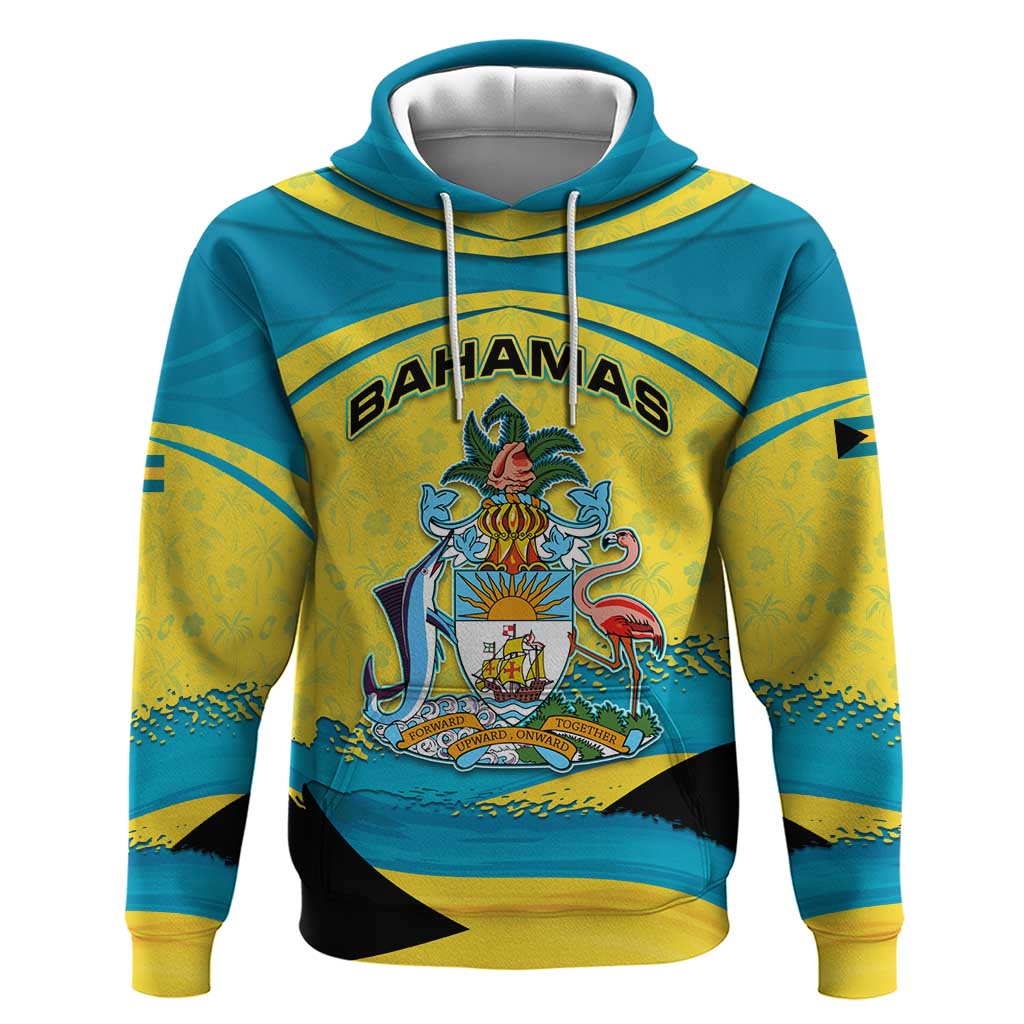 Bahamas Flag Hoodie with National Coat of Arms and Sea Turtle Design TS04